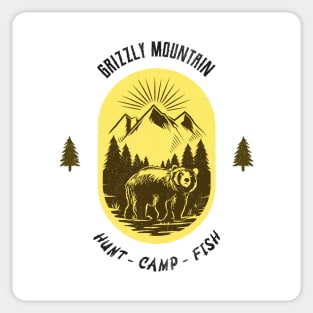 Grizzly Mountain Hunt Camp Fish - Yellow Sticker
